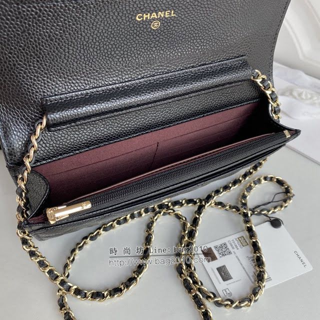 Chanel女包 香奈兒專櫃新版WOC鏈條小包 Chanel經典菱格球紋小牛皮發財包 33814  djc4155